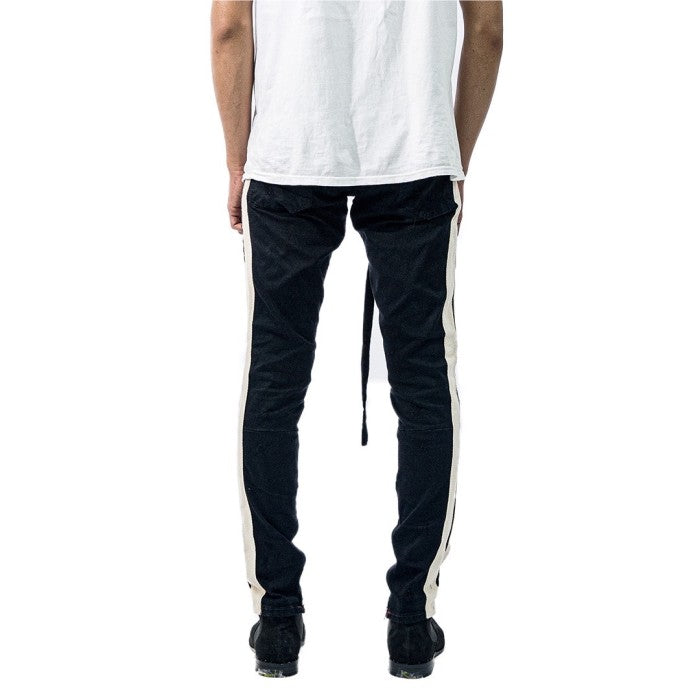 M1 mid distressed - Black dual stripes - Celana Jeans