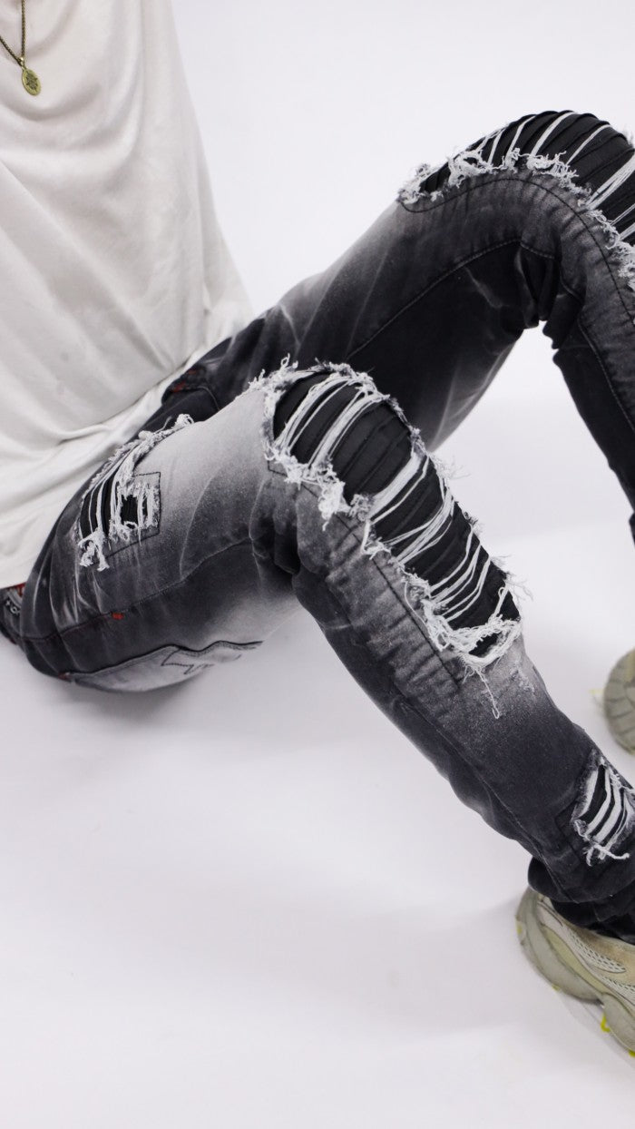 H1 Leather Patch - Shadow grey - Celana Jeans