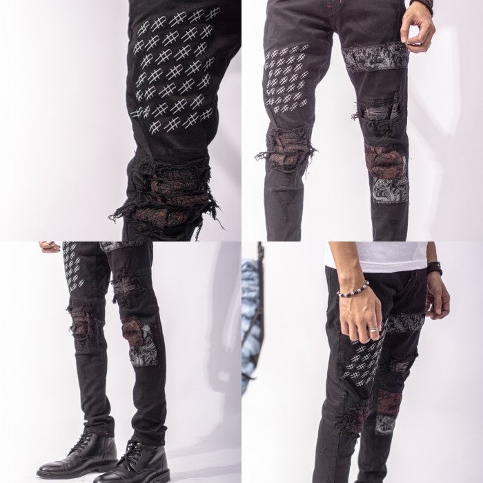 M1 tri fabric - Black rock star - Celana Jeans
