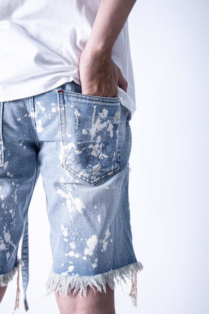 H1 batik short - Cream blue splash 2 - Celana Jeans