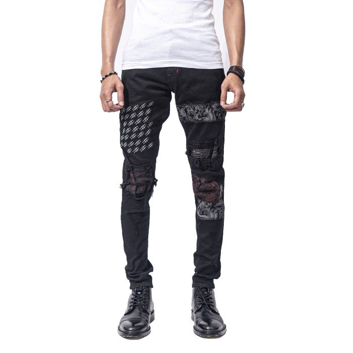 M1 tri fabric - Black rock star - Celana Jeans
