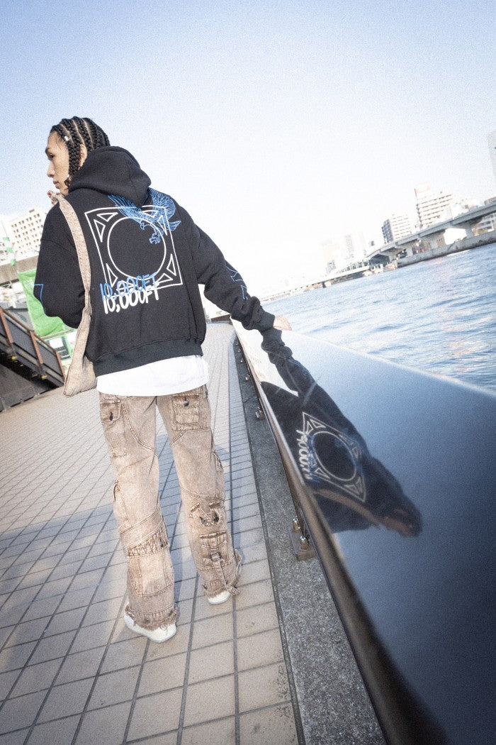 H 10,000FT FLORAL WINDOW - Black hoodie - Hoodie pria