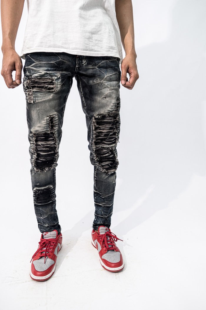 H1 biker patch - Ash grey - Celana Jeans