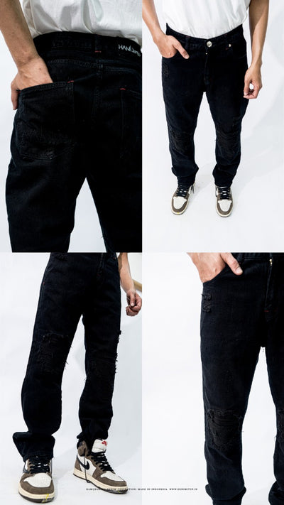 H1 regular patch - Black - Celana Jeans