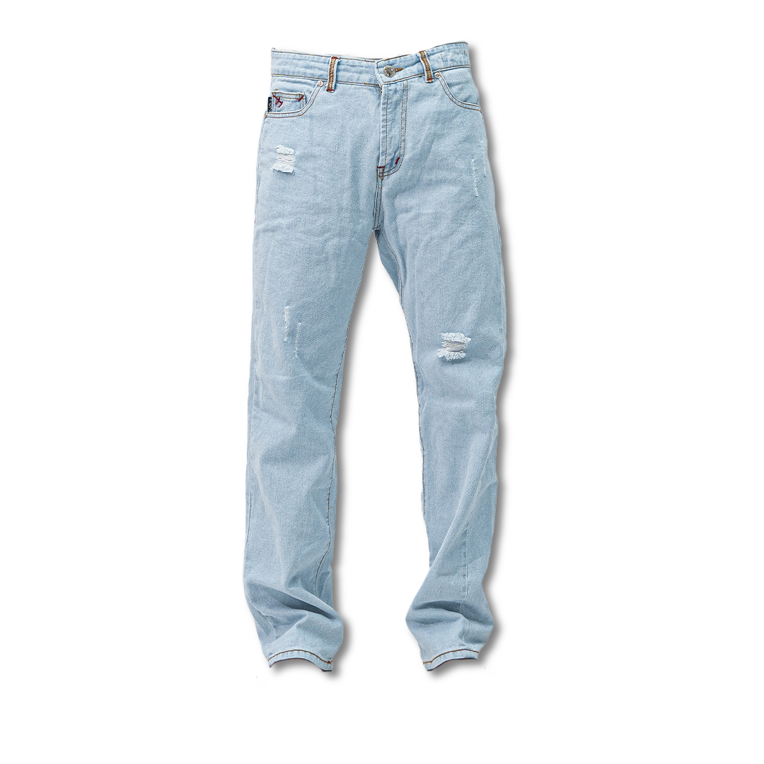 H1 regular mid distressed - Light blue - Celana Jeans