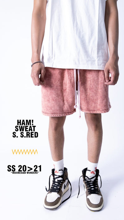 HAM! Sweat short - Snowish red - Celana pendek pria