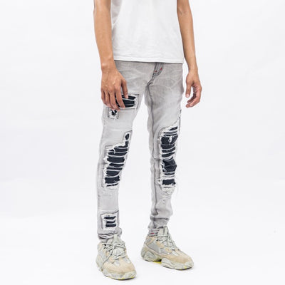 H1 Leather Patch - Light grey - Celana Jeans