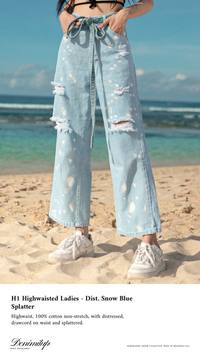 H1 high waisted ladies - Dist. snow blue splatter - Celana Jeans