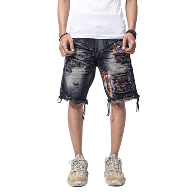 H1 batik short - Dark grey splatter - Celana Jeans