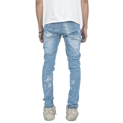 H1 X DAMN - The light blue splatter - Celana Jeans