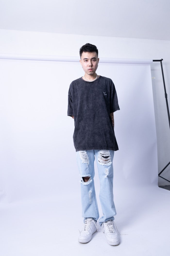 HAM! washed black tee - Baju Kaos