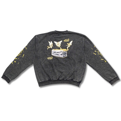 DENIMITUP machinary angel crew neck - Snowish black - Baju Kaos