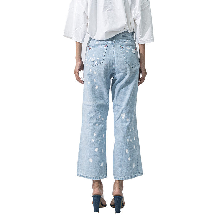 H1 high waisted ladies - Dist. snow blue splatter - Celana Jeans